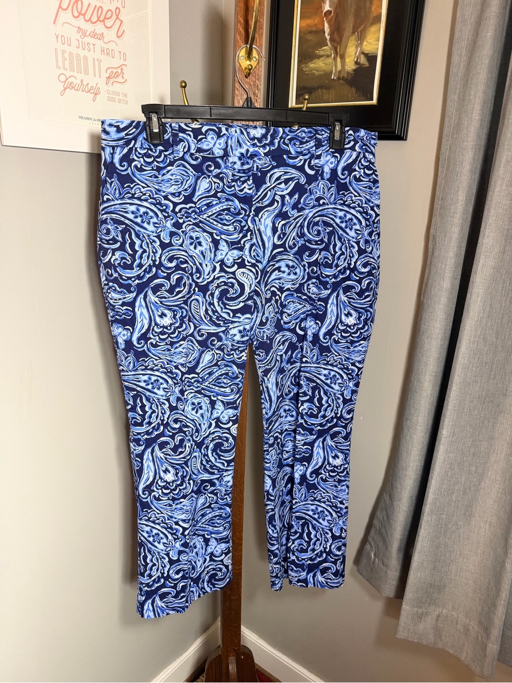 Talbots Navy & Light Blue Paisley Cropped Pants - Picture 2 of 5